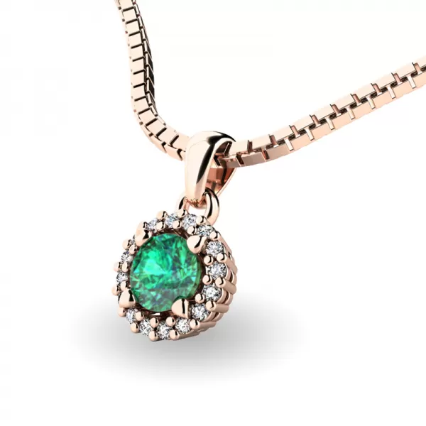 Dámsky prívesok prírodný diamant 0,50 ct G/SI so smaragdom 10927-B-SMAR