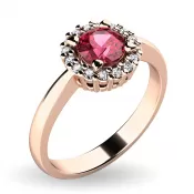 Dámsky prsteň prírodný diamant 0,50 ct G/SI turmalín a diamanty 10924-CV-TUR