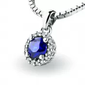 Dámsky prívesok prírodný diamant 0,50 ct G/SI so zafírom 10927-B-SAF