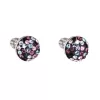 Strieborné náušnice pecka s kryštálmi Swarovski mix farieb okrúhle 31336.3 magic violet