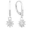 Strieborné náušnice visiace so zirkónom biela kvietka 11304.1