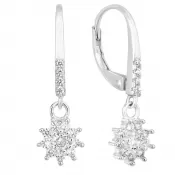 Strieborné náušnice visiace so zirkónom biela kvietka 11304.1