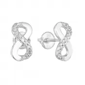 Strieborné náušnice pecka so zirkónom biele nekonečno 11255.1