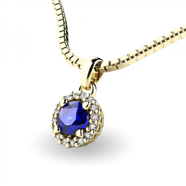 Dámsky prívesok prírodný diamant 0,50 ct G/SI so zafírom 10927-ZL-SAF