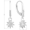 Strieborné náušnice visiace so zirkónom biela kvietka 11304.1