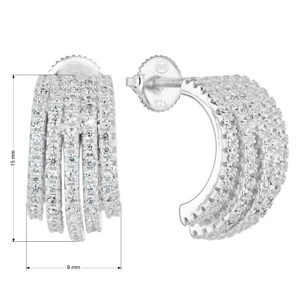 Strieborné náušnice visiace so zirkónom biely polkruh 11250.1