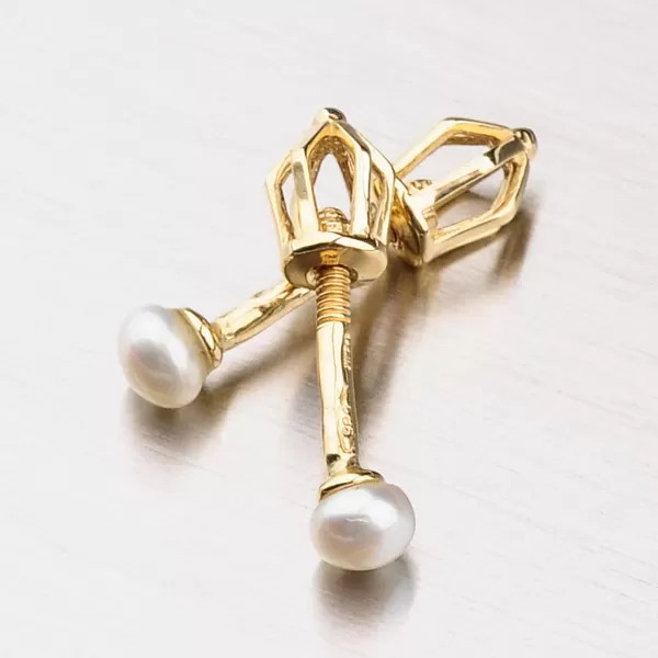 Dámske náušnice žlté zlato 585 s prírodnými perlami 42-31560