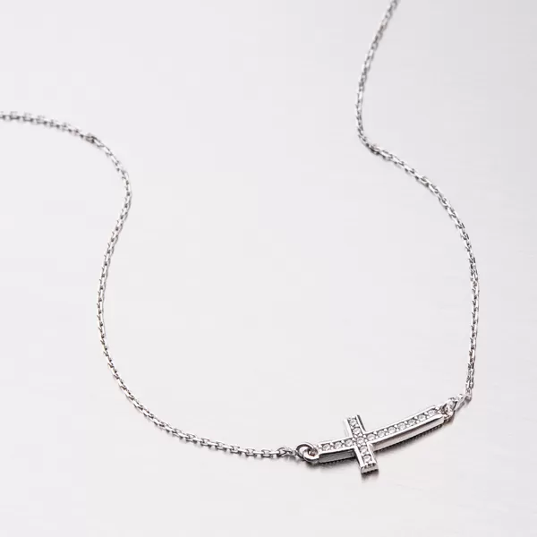Dámsky náhrdelník biele zlato 585 zirkón 15-016