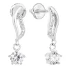 Strieborné náušnice visiace so zirkónom biela vlnka 11308.1
