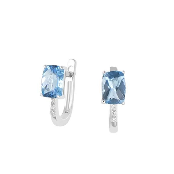 Dámske náušnice biele zlato 585/1000 prírodný diamant 1,80 ct a topás GKW48535TPZ