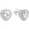 Strieborné náušnice pecka so zirkónom biele srdce 11276.1