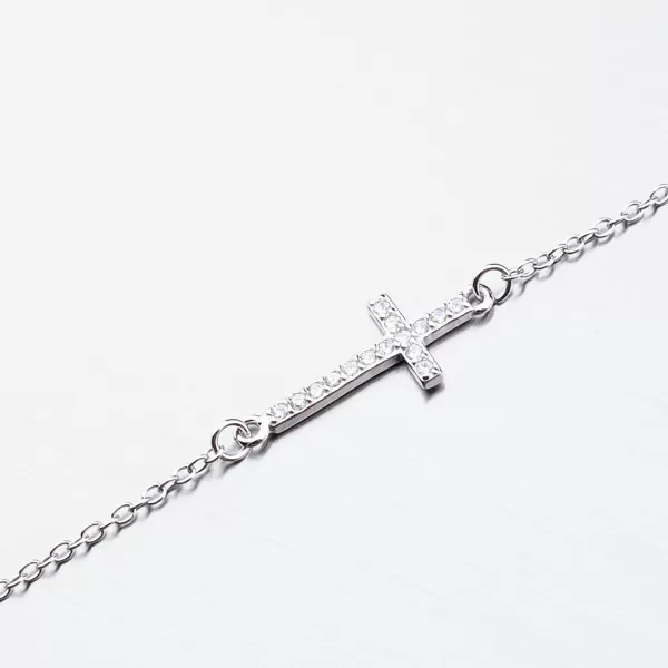 Strieborný náramok s krížikom BST-14356