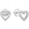 Strieborné náušnice pecka so zirkónom biele srdce 11270.1