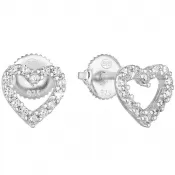 Strieborné náušnice pecka so zirkónom biele srdce 11270.1