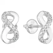 Strieborné náušnice pecka so zirkónom biele nekonečno 11255.1