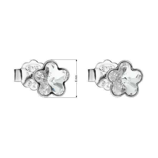 Strieborné náušnice pecka s kryštálmi Swarovski biela kvietka 31080.1