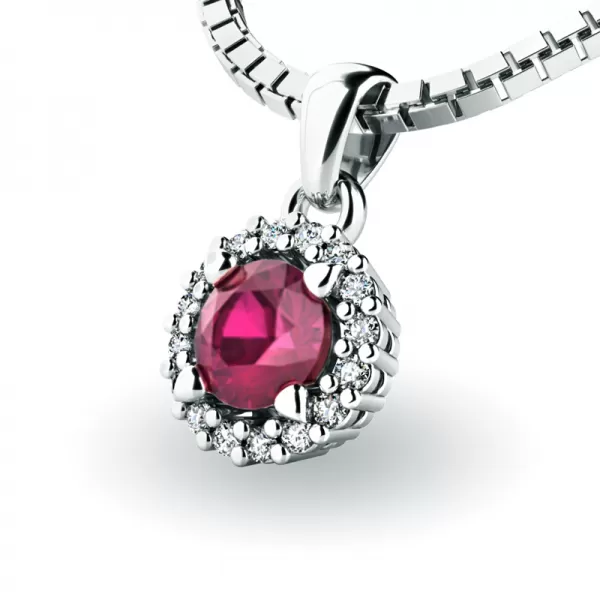 Dámsky prívesok prírodný diamant 0,50 ct G/SI s rubínom 10927-B-RUB