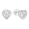 Strieborné náušnice pecka so zirkónom biele srdce 11288.1