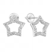 Strieborné náušnice pecka so zirkónom biela hviezdička 11296.1
