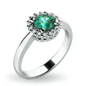 Dámsky prsteň biele zlato 585/1000 prírodný diamant 0,50 ct G/SI smaragd a diamanty 10924-B-SMAR