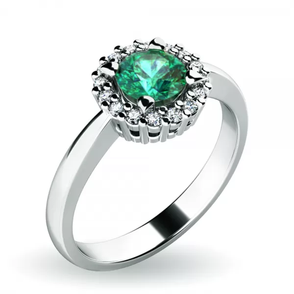 Dámsky prsteň biele zlato 585/1000 prírodný diamant 0,50 ct G/SI smaragd a diamanty 10924-B-SMAR