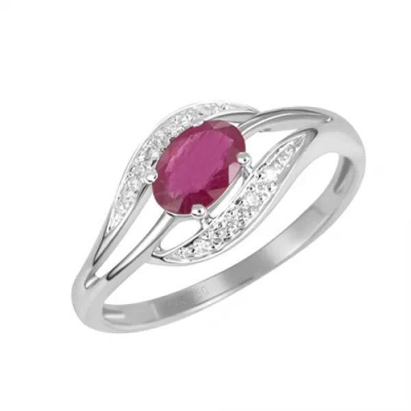 Dámsky prsteň prírodný diamant 0,46 ct rubín GKW37898RUB