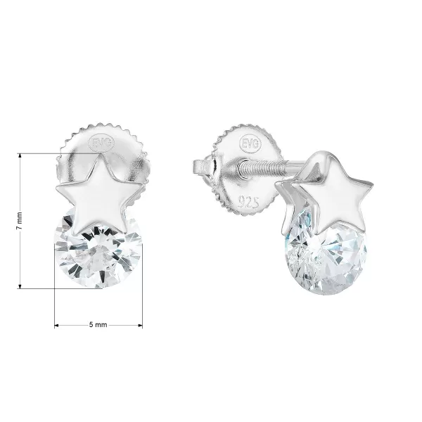 Strieborné napichovacie náušnice so zirkónovou bielou hviezdou 11267.1