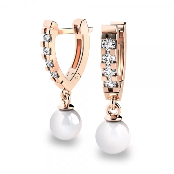 Dámske náušnice ružové zlato 585/1000 prírodný diamant 0,424 ct brilianty 10900-CV-FW