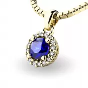 Dámsky prívesok prírodný diamant 0,50 ct G/SI so zafírom 10927-ZL-SAF