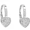 Strieborné náušnice visiace so zirkónom biele srdce 11189.1