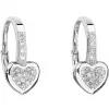 Strieborné náušnice visiace so zirkónom biele srdce 11194.1