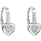 Strieborné náušnice visiace so zirkónom biele srdce 11194.1