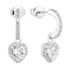 Strieborné náušnice visiace so zirkónom biele srdce 11230.1