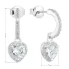 Strieborné náušnice visiace so zirkónom biele srdce 11230.1