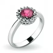 Dámsky prsteň z bieleho zlata 585/1000 prírodný diamant 0,50 ct G/SI rubín a diamanty 10924-B-RUB