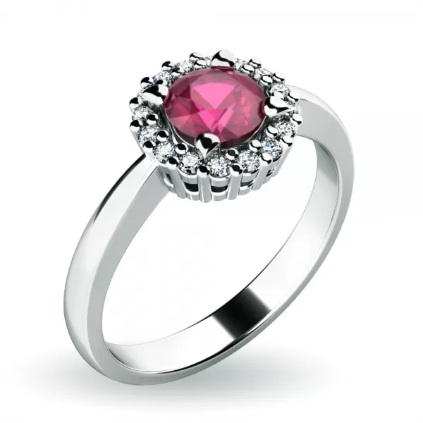 Dámsky prsteň z bieleho zlata 585/1000 prírodný diamant 0,50 ct G/SI rubín a diamanty 10924-B-RUB