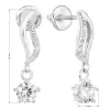 Strieborné náušnice visiace so zirkónom biela vlnka 11308.1