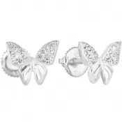 Strieborné náušnice pecka so zirkónom biely motýľ 11311.1