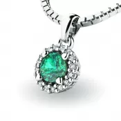 Dámsky prívesok prírodný diamant 0,50 ct G/SI so smaragdom 10927-B-SMAR