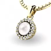Dámsky prívesok prírodný diamant 0,080 ct perla 10931-ZL-FW-DIA