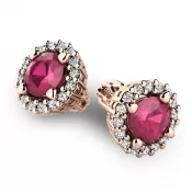 Luxusné náušnice s diamantmi 10926-CV-DIA-RUB