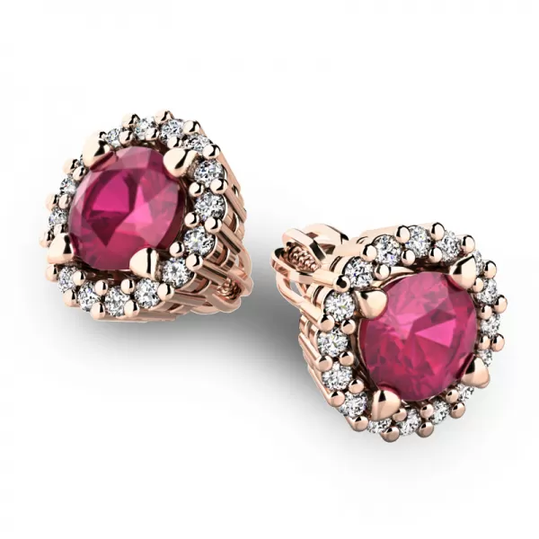 Luxusné náušnice s diamantmi 10926-CV-DIA-RUB