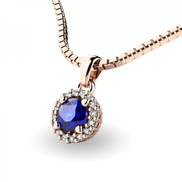 Dámsky prívesok prírodný diamant 0,50 ct G/SI so zafírom 10927-CV-SAF