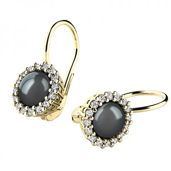 Perlové náušnice s diamantmi 10929-ZL-DIA-FW-Black