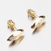 Dámske náušnice žlté zlato 585 zirkón na skrutke 42-32298