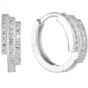 Strieborné kruhové náušnice so zirkónom v bielej farbe 11240.1