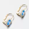 Zlaté náušnice s akvamarín 12-528