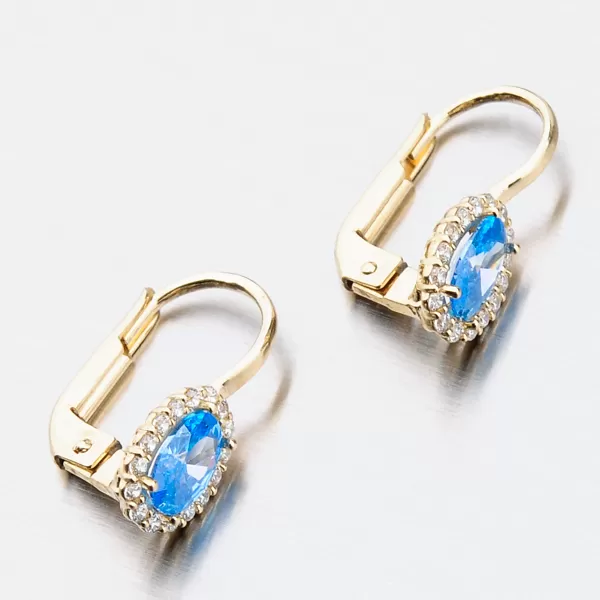 Zlaté náušnice s akvamarín 12-528