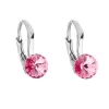 Strieborné náušnice visiace s kryštálmi Swarovski ružové okrúhle 31230.3
