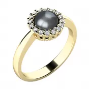 Perlový prsteň s diamantmi 10928-ZL-FW-čierny